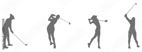  Golf player swing silhouette collection 