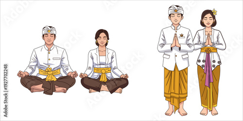 Balinese Couple Praying in Nyepi Day