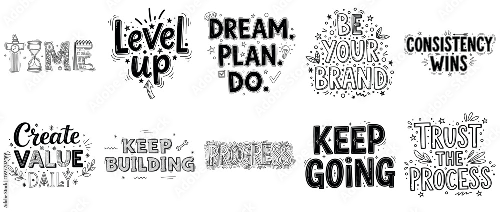 Obraz premium Motivational typography art with inspirational phrases for personal growth