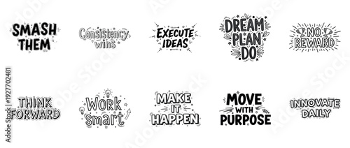 Motivational quotes in bold typography with creative designs and illustrations