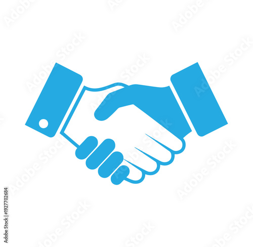 blue handshake icon for business agreement and partnership concept