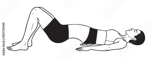 Woman performing a glute bridge exercise to strengthen her core and glutes, ideal for fitness training materials, workout routines, and promoting a healthy lifestyle