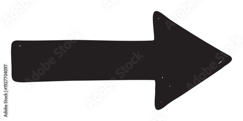 Black hand drawn arrow pointing right for clear directional guidance or indicating movement in user interface designs and graphic projects