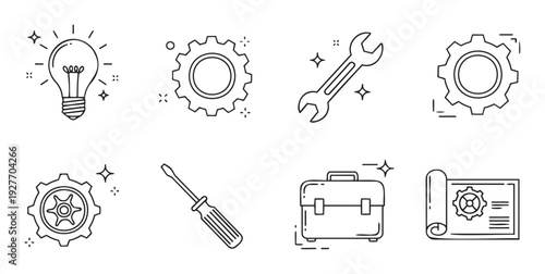 Engineering tools and innovation concepts for mechanical solutions and project development, suitable for business presentations and technical reports
