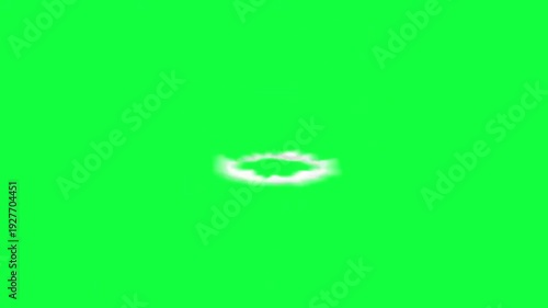 White cartoon smoke ring animation with swirling vapor clouds isolated on green screen background