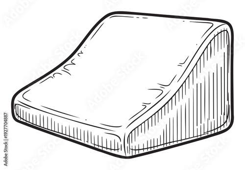 Handdrawn outline graphic depicting a delicious wedge of cheese, perfect for culinary menus, cookbook designs, or gourmet food packaging.