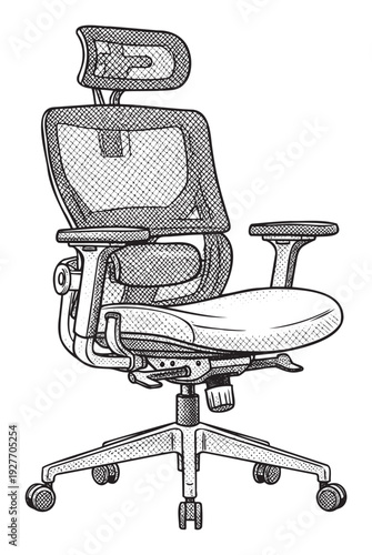 Ergonomic office chair with adjustable features, mesh backrest and headrest providing essential comfort and support for professional workspaces and productive home office environments.