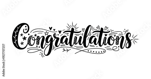 Elegant congratulations hand-lettering with decorative elements