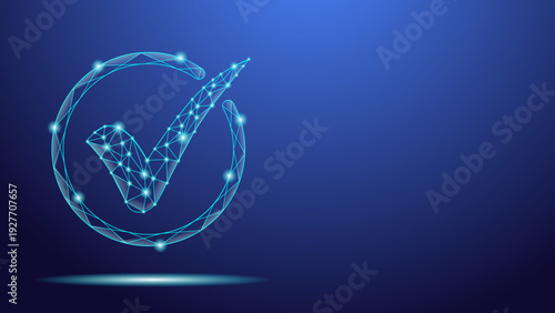 Digital Check Mark Low Poly Approval Verified Technology Concept