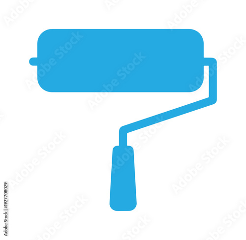 blue paint roller with handle for painting walls and ceilings