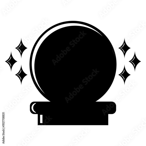 Magic crystal ball icon with sparkling stars for fortune telling