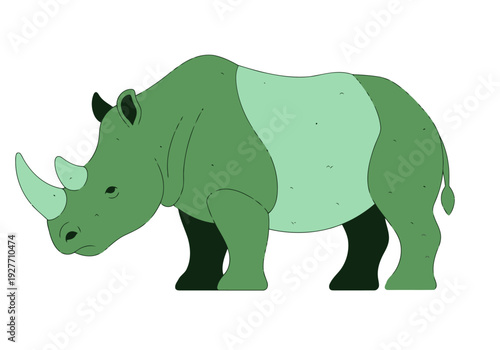 A rhino gently waters a vibrant urban garden. A person carefully tends the plants, showcasing a sustainable and charming scene. Modern illustration style.