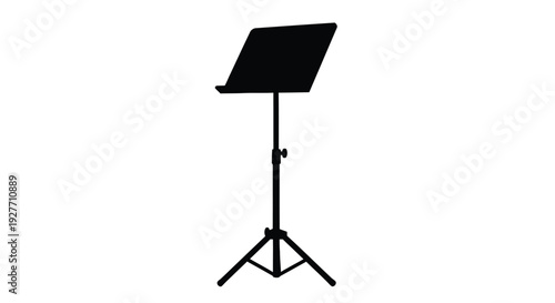 A black silhouette of a music stand on a white background