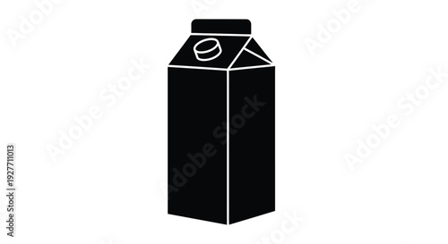 Simple black and white illustration of a gable top milk carton