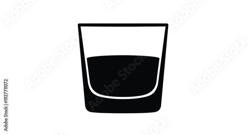 Simple black and white illustration of a partially filled drinking glass