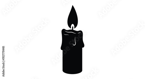 A simple black silhouette of a lit dripping wax candle