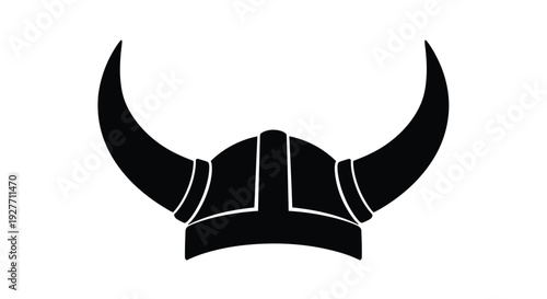 Black silhouette of a viking helmet with prominent curved horns