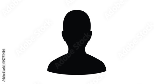 Silhouette of a human head and shoulders against a white background