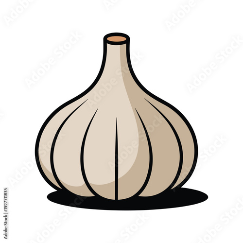 Vibrant cartoon garlic bulb for culinary designs and recipes