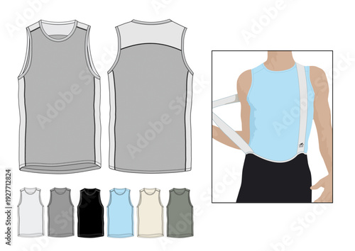 High-performance cycling base layer vector with breathable mesh texture. Clean sleeveless design, ready for sublimation, branding, and sports apparel mockups. Fully editable & print-ready.