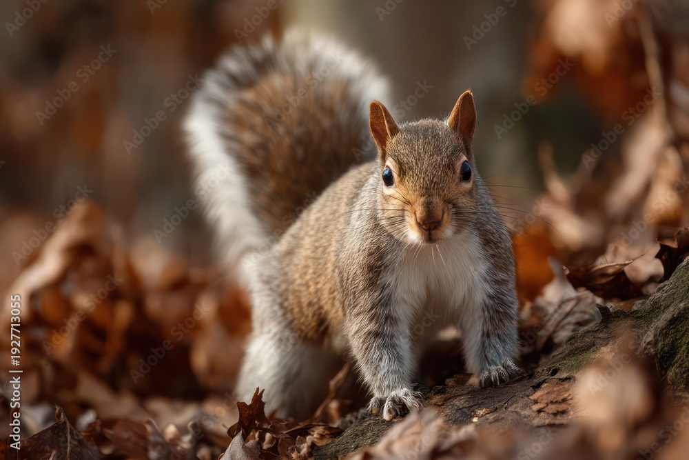Fototapeta premium Portrait of small squirrel in wild nature