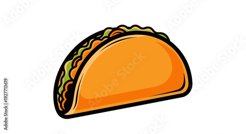Taco with orange tortilla shell filling.