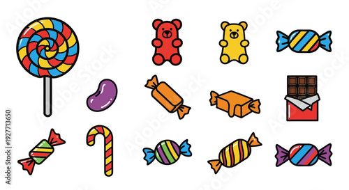 Colorful candy and chocolate sweets.