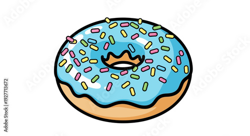Colorful Donut with Blue Frosting.