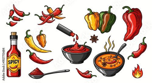 Spicy food ingredients and condiments.