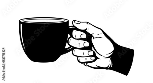 Hand Holding Coffee Mug Closeup.