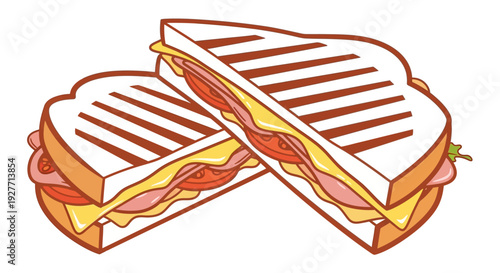 Delicious toasted sandwich with ham.