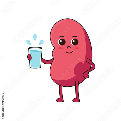 Cute Kidney Drinking Water