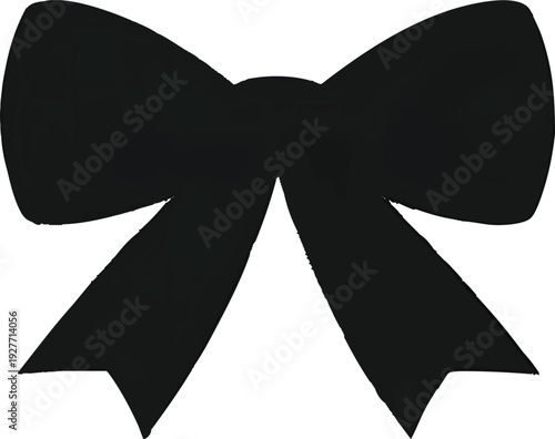 Black silk bow tie illustration on white background for fashion and celebration decoration