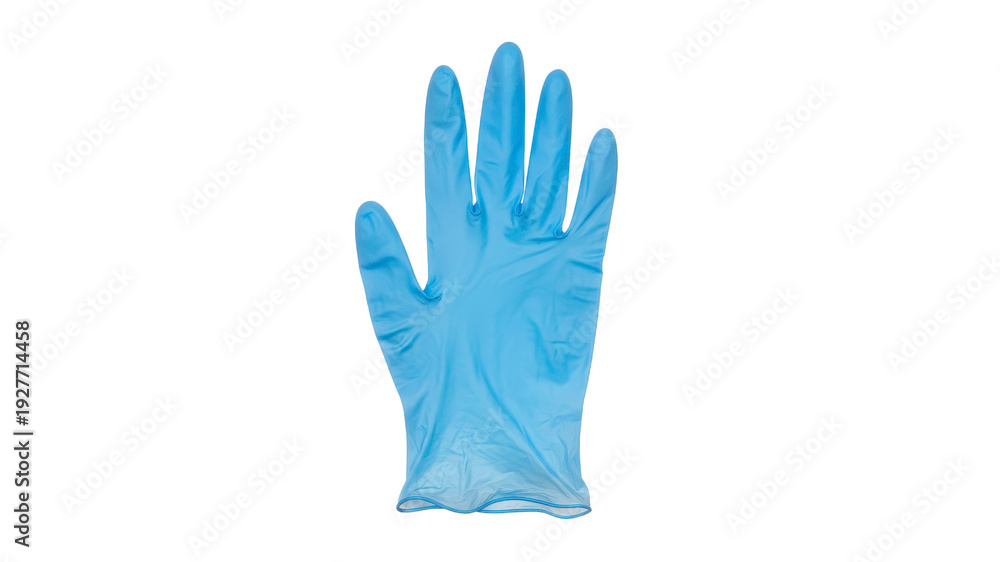 Fototapeta premium Blue disposable glove on transparent background
