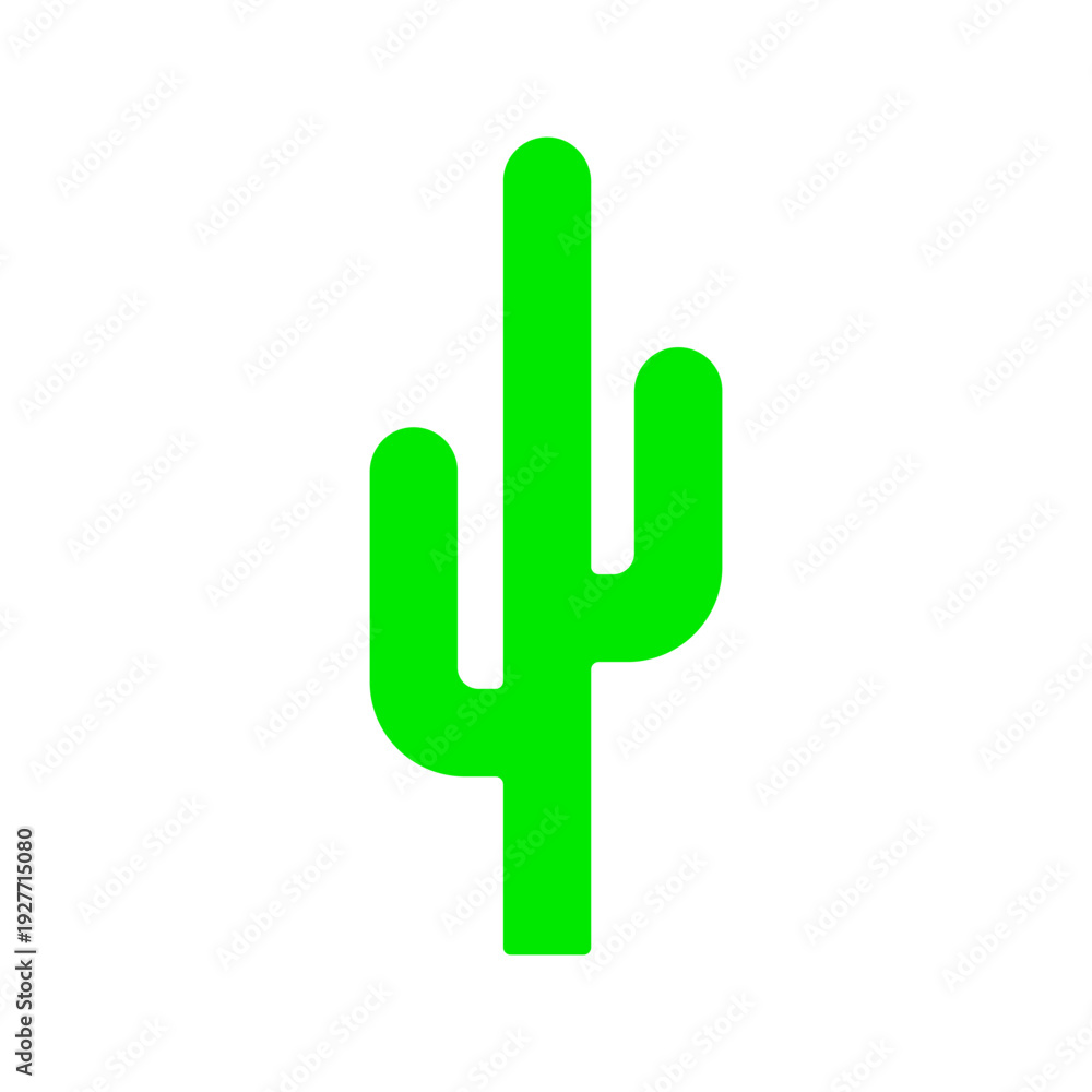 Obraz premium Simple green cactus icon on white background.
