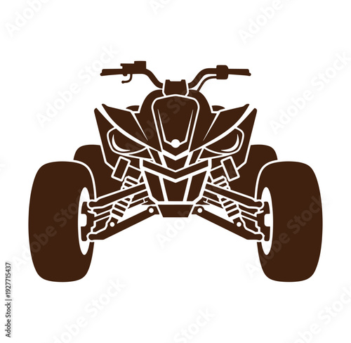 Brown ATV motorcycle isolated on white background  front view