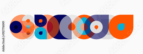 Abstract colorful circles overlap, creating playful geometric pattern. Modern design evokes optimism, vibrancy.