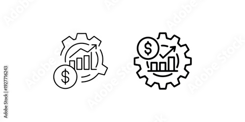 Gear with financial chart and dollar sign indicating financial management and economic strategy vector illustration