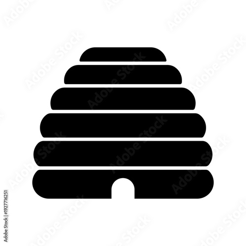Simple black beehive icon on white background.