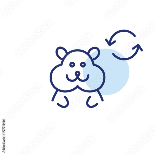 Hamster and renew arrows. Pet products update, adoption. Pixel perfect, editable stroke vector icon