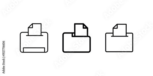 Printer icon with paper sheet for printing document output or copying service concept line art illustration office equipment