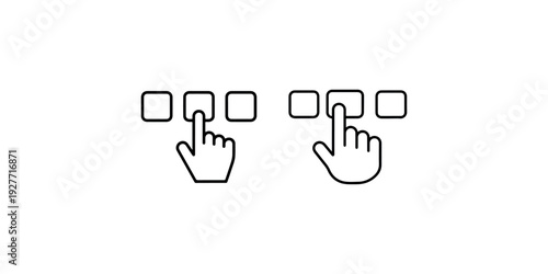 Hand cursor clicking square buttons, selection, choice, option, decision, interface, web design, user experience, interaction, technology, input, tap, point