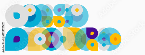 Colorful overlapping circles create abstract pattern. Bright hues blend, forming dynamic visual composition. Simple shapes suggest playful energy.