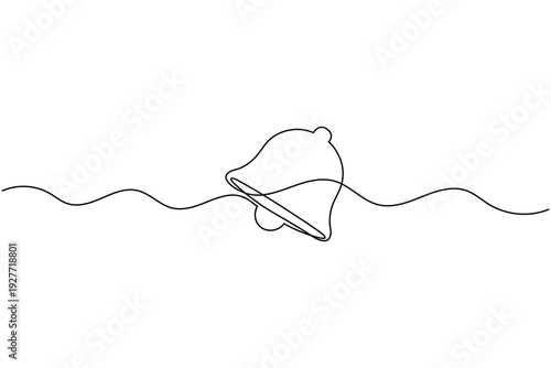 Ringing Notification Bell Line Icon Continuous One Line Drawing Warning Alert Symbol