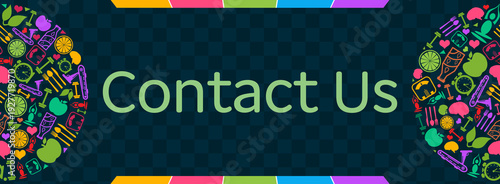 Contact Us Colorful Health Symbols Circular Left Right Horizontal 