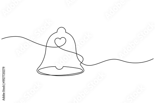 Wedding Bell Line Icon Romantic Marriage Symbol Continuous One Line Drawing