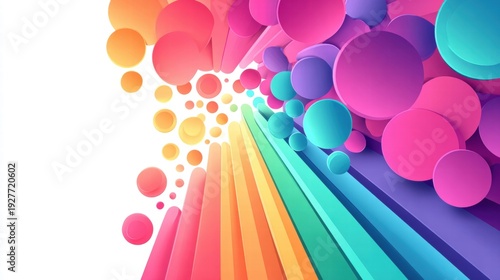 Abstract colorful background with geometric shapes and vibrant gradients.