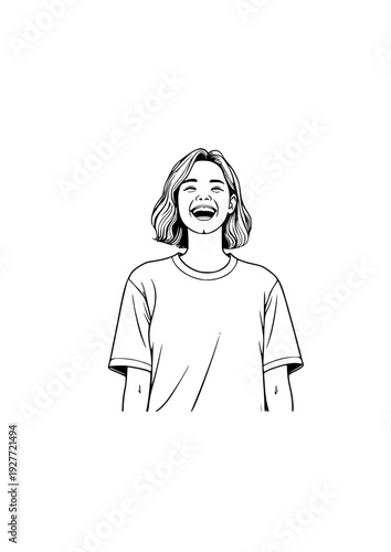 Line Art Illustration of a Person Laughing Wholeheartedly — Authentic Joy, Emotional Freedom & the Power of Unfiltered Laughter

