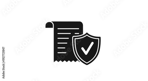 Vector illustration of a receipt with a shield and checkmark, symbolizing safe transactions and consumer rights on World Consumer Rights Day.