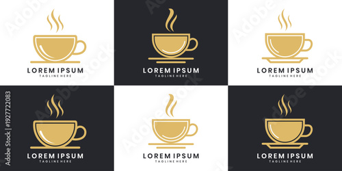 Coffee cup logo with steam for cafe branding